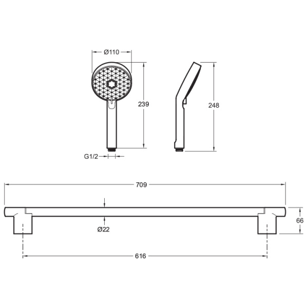 Душевой гарнитур Jacob Delafon Awaken E99898-BL черный матовый фото