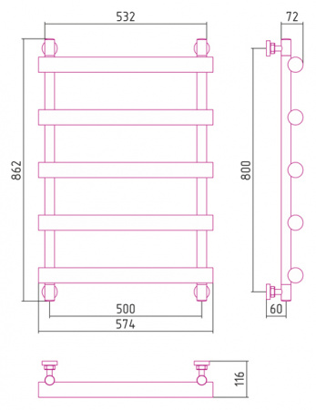 Водяной полотенцесушитель Сунержа Атлант 80х50 00-0226-8050 фото