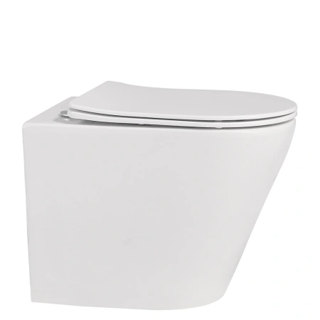 Приставной унитаз безободковый Abber Bequem AC1113 с сиденьем фото