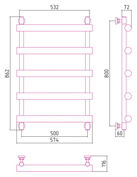 Водяной полотенцесушитель Сунержа Атлант 80х50 00-0226-8050 фото