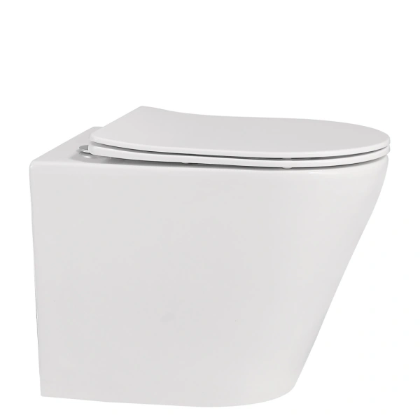 Приставной унитаз безободковый Abber Bequem AC1113 с сиденьем фото