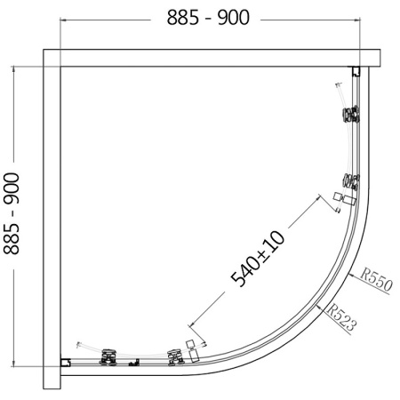 Душевой уголок AQUAme AQM3801F-9 90x90 хром фото