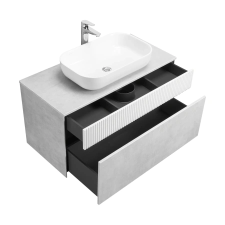 Тумба под раковину Акватон Марбл 100 1A276301MH4C0 белый матовый/слэйт фото