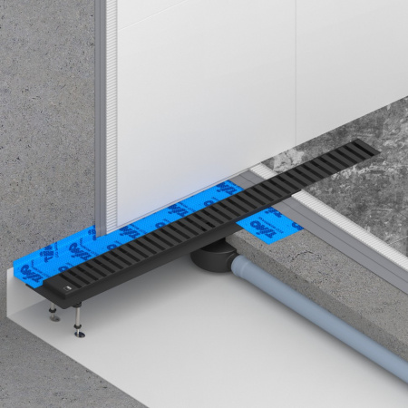 Душевой лоток Timo Drain System 80 DS230108/03 с перфорированной решеткой lines, черный матовый фото
