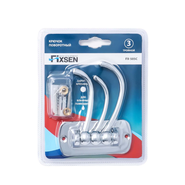 Крючок для ванной тройной поворотный Тройной Fixsen FX-505C фото