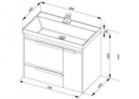 Тумба с раковиной Aquanet Тиволи 80 00212924 фото