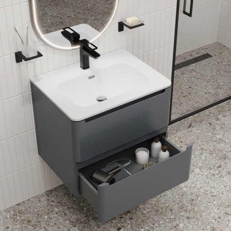 Тумба с раковиной Iddis Edifice EDI60D0i95K 60 см, темно-серая фото