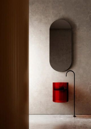 Раковина моноблок подвесная Abber Kristall AT2704Rubin 42x42 фото