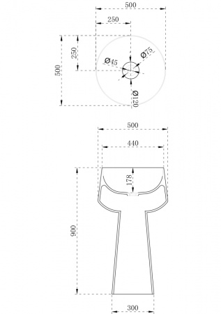 Напольная раковина Abber Stein AS2508 50x50 белая матовая фото