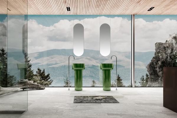 Напольная раковина из полиэфирной смолы Abber Kristall AT2702Emerald-H фото