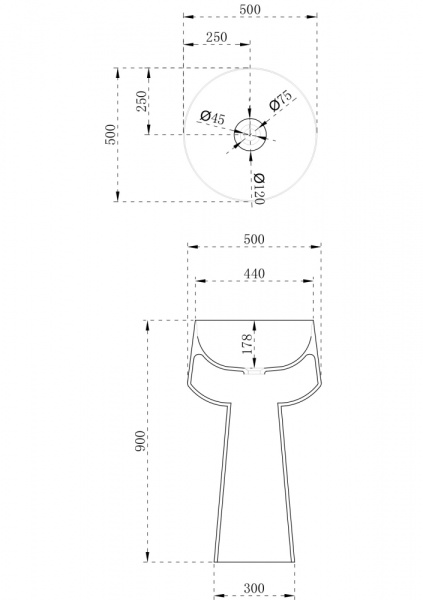 Напольная раковина Abber Stein AS2508 50x50 белая матовая фото