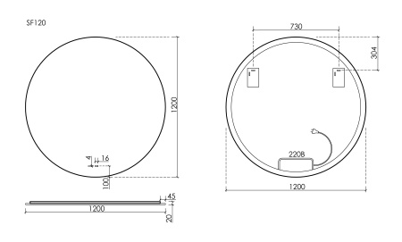 Зеркало с подсветкой Sancos Sfera SF1200 120x120 фото
