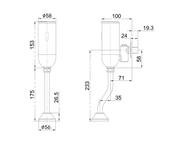 Смывное устройство для писсуаров PHOTOCELL внешнего монтажа SantiLine SL-6022 фото
