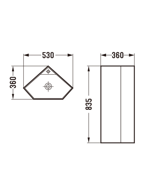 Напольная раковина угловая SantiLine SL-4026 53x36 фото
