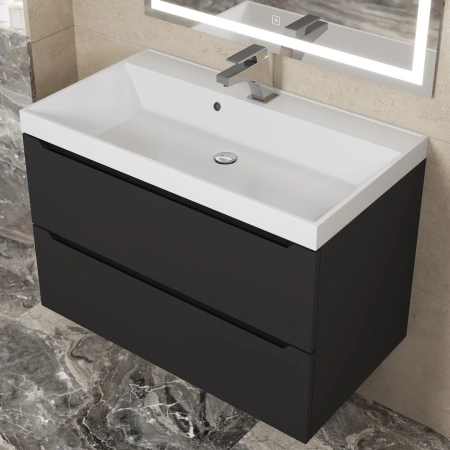 Тумба под раковину Uperwood Tanos 80 291020232 черная матовая фото
