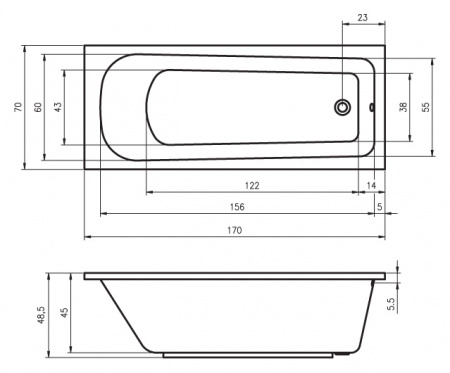 Акриловая ванна Riho Orion BC0100500000000 170х70 фото