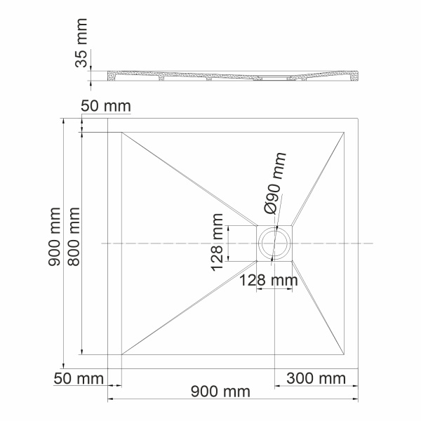 Поддон для душа WasserKRAFT Aller 10T03 90x90 слоновая кость матовая фото