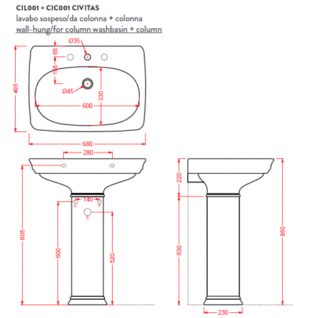Подвесная раковина Artceram Civitas CIL001 01 00 bi*1 фото