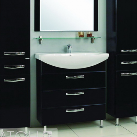 Тумба под раковину Акватон Ария 80 Н 1A141301AA950 чёрный глянец фото