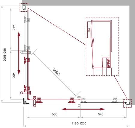 Душевой уголок BelBagno UNO-195 UNO-195-AH-2-120/100-CH-CR фото