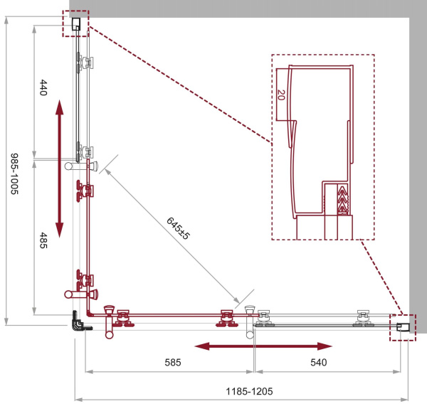Душевой уголок BelBagno UNO-195 UNO-195-AH-2-120/100-CH-CR фото