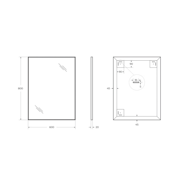 Зеркало в алюминиевой раме BelBagno SPC-AL-600-800 Nero 60x80 черное фото