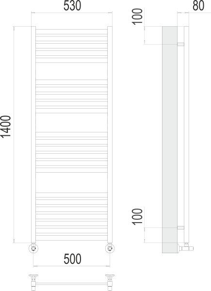 Водяной полотенцесушитель Тоскана П23 500х1400 Terminus 4670078530899 фото