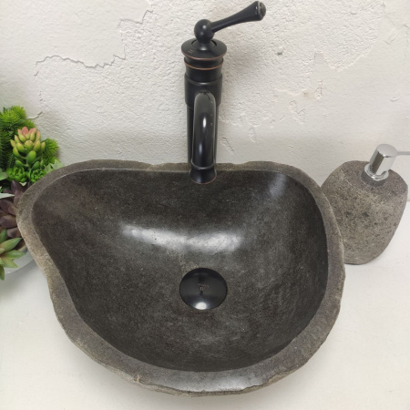 Накладная раковина из речного камня RS01489 (42*32*15) фото