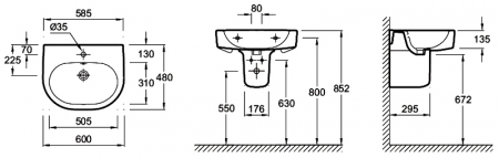 Подвесная раковина Jacob Delafon Kandel E1464 60 см фото