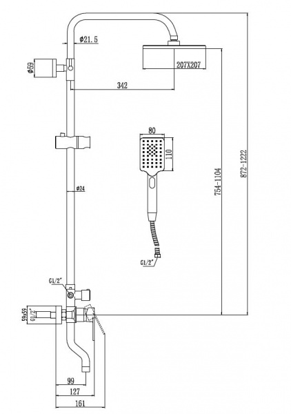 Душевая система (стойка) Savol 800H S-601108SH фото