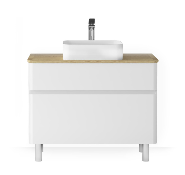 Тумба под раковину Raval Morelle 100 Mrl.01.100/N/W-O/RL белая/охра фото