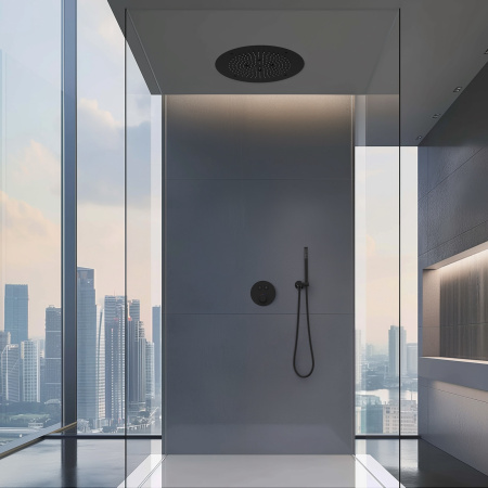 Душевая система скрытого монтажа с термостатом Timo Saona SX-2370/03SM черная матовая фото