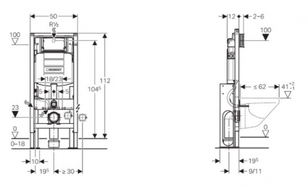 Инсталляция для подвесного унитаза Geberit Duofix 111.380.00.5 усленная фото