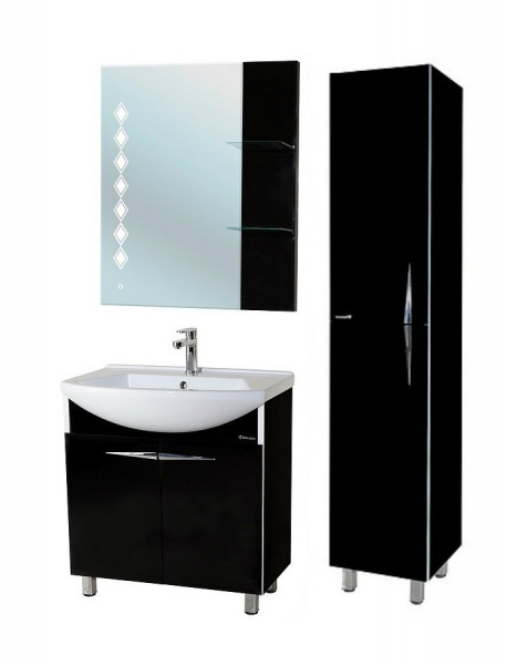 Тумба под раковину Bellezza Глория Гласс-65 черная фото