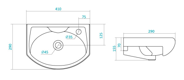 Подвесная раковина Santek Азов 1.WH110254 41 см фото