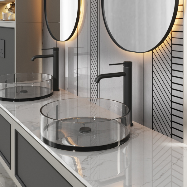 Высокий смеситель для раковины Timo Saona 2411/03F Черный фото