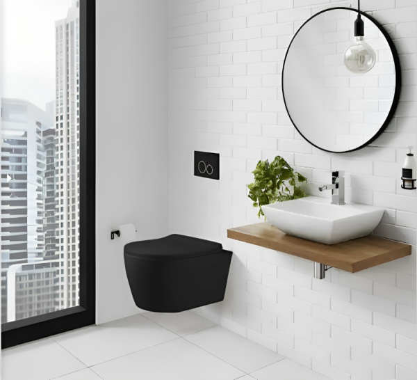 Подвесной унитаз безободковый Cerutti SPA Sella Aria MBF CT10016 черный матовый фото
