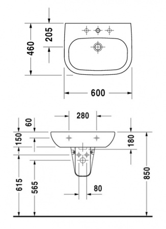 Подвесная раковина Duravit D-Code 23106000002 60 см фото