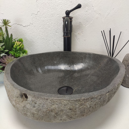 Накладная раковина из речного камня RS01522 (47*42*15) C10 фото