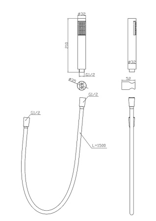 Душевая лейка со шлангом BelBagno Uno UNO-DFS-NERO черная матовая фото
