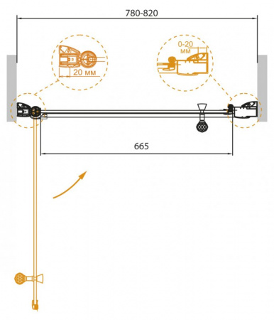 Душевая дверь Cezares Giubileo GIUBILEO-B-11-80-CP-Br-L 80 L фото