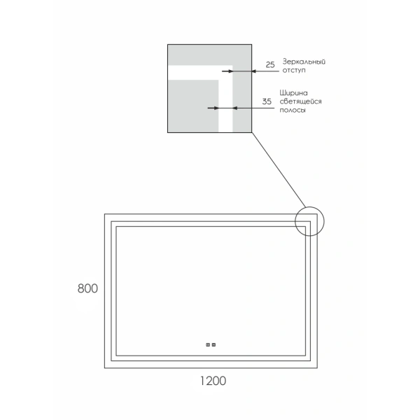 Зеркало с подсветкой и обогревом Uperwood Tanos 120 291020272 фото