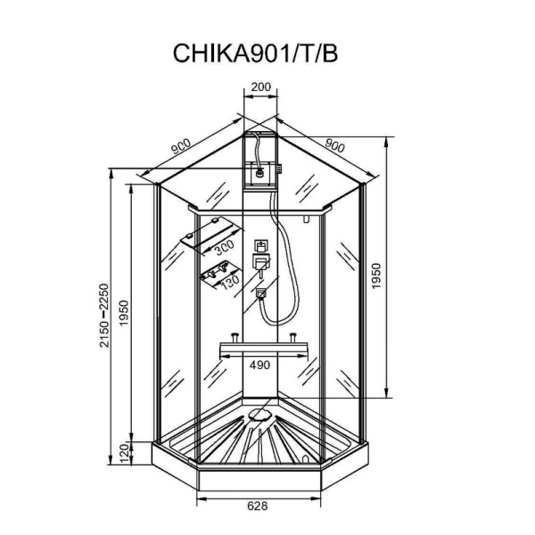 Душевая кабина Cerutti SPA Chika CHIKA901B 90x90 черная фото