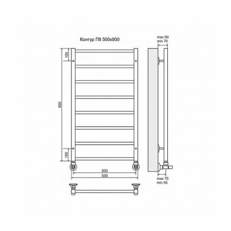 Водяной полотенцесушитель Terminus Контур П8 4620768886768 500х900 фото