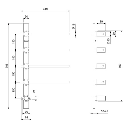 Полотенцесушитель электрический Timo Saona 040/18SM Черное золото фото