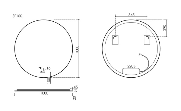 Зеркало с подсветкой Sancos Sfera 2.0 SF2.1000 100x100 фото