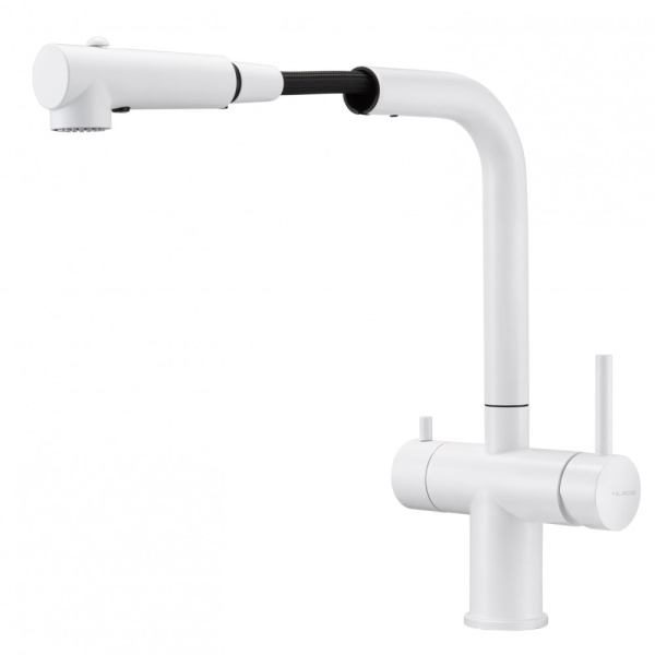 Смеситель для кухни под фильтр с вытяжной лейкой Milacio Ultra Monte MCU.561.WH белый фото
