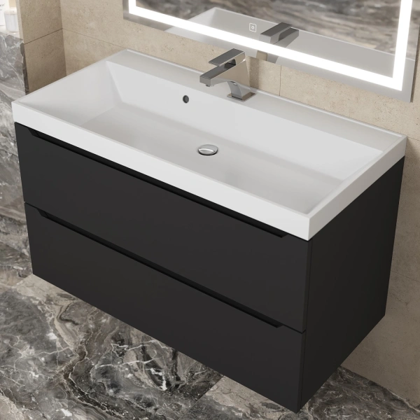 Тумба под раковину Uperwood Tanos 90 291020233 черная матовая фото