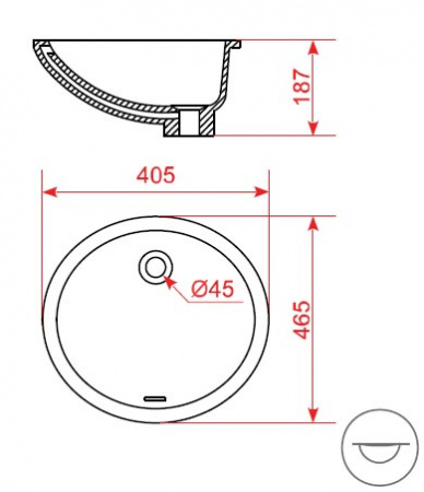 Раковина Montebianco Ultimo Bracciano Tre 11018 40,5х46,5 фото