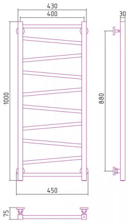 Полотенцесушитель водяной Сунержа Сирокко 100х40 00-0253-1040, хром фото
